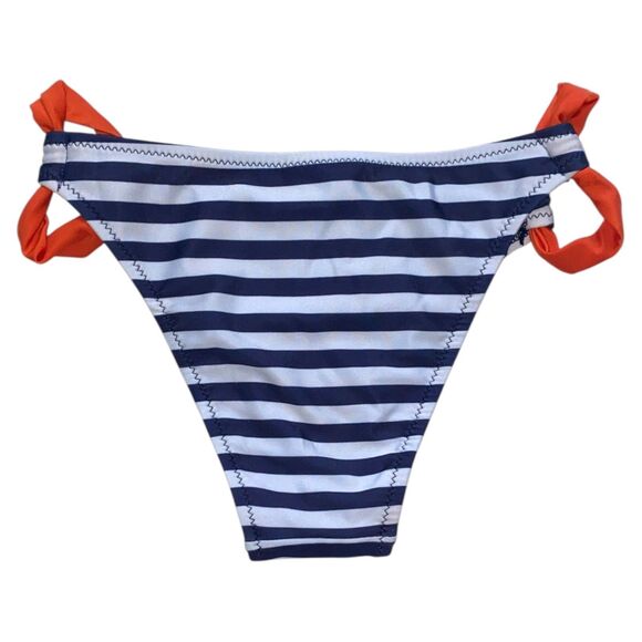 2-Piece Bathing Suit Padded Push-Up Bandeau Bikini Swimsuit Blue Orange Sz Small - Picture 5 of 7